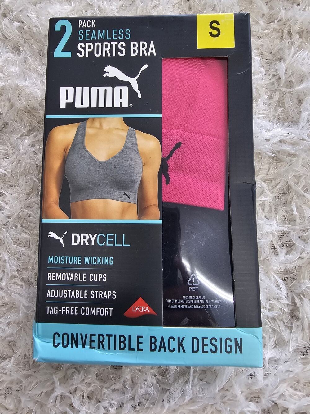 PUMA DryCell Seamless Sports Bra 2 Pack Convertible U-Back Crossback Fitness NWT